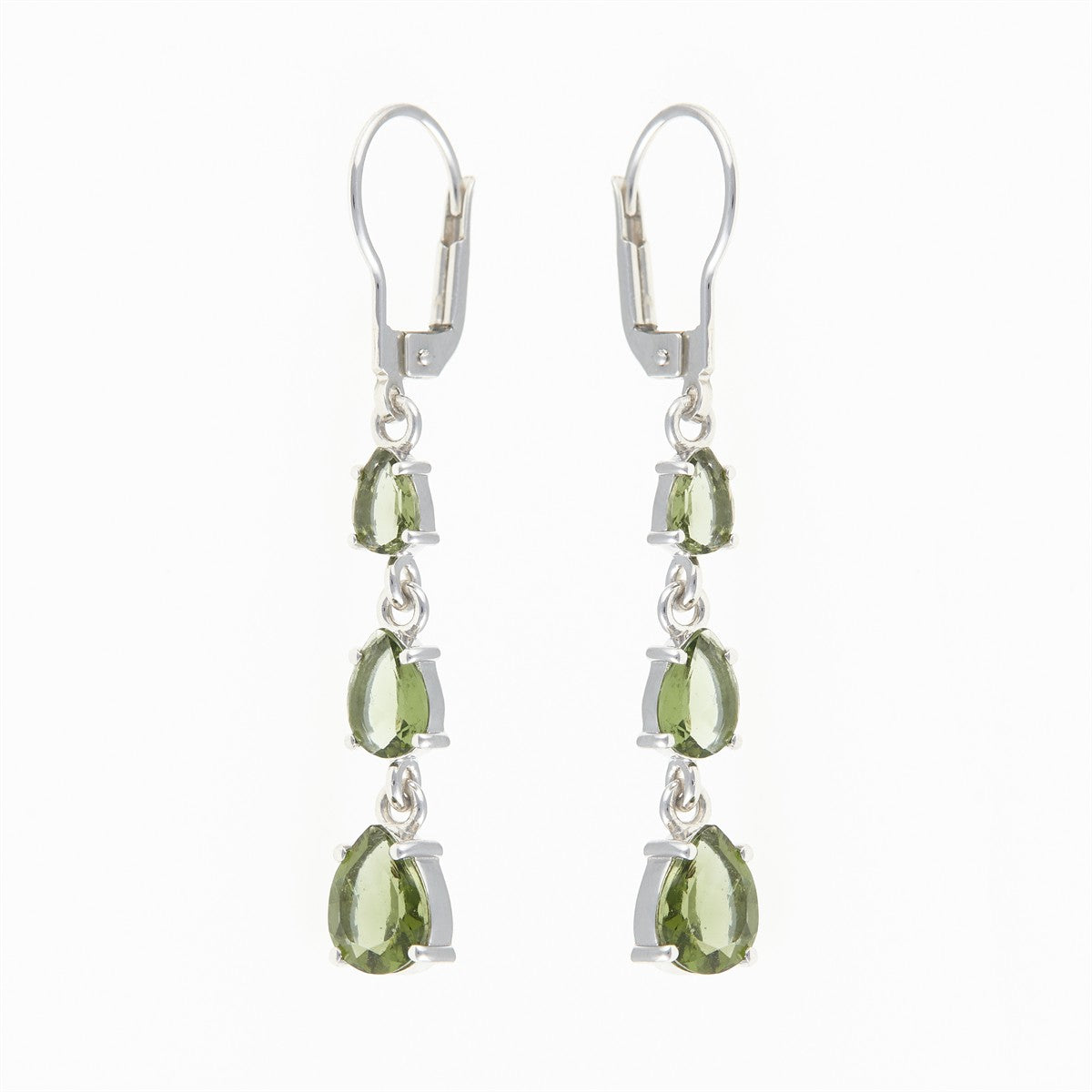 Silver earring with moldavites 314-4