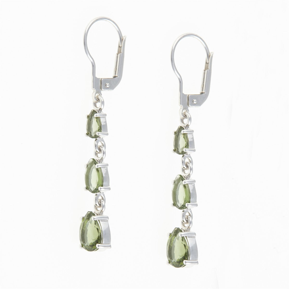 Silver earring with moldavites 314-4