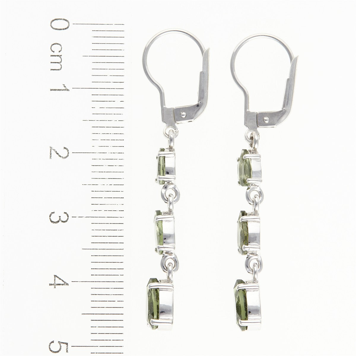 Silver earring with moldavites 314-4