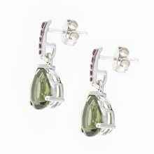 Orecchini in argento con moldavite e granati 328G-2