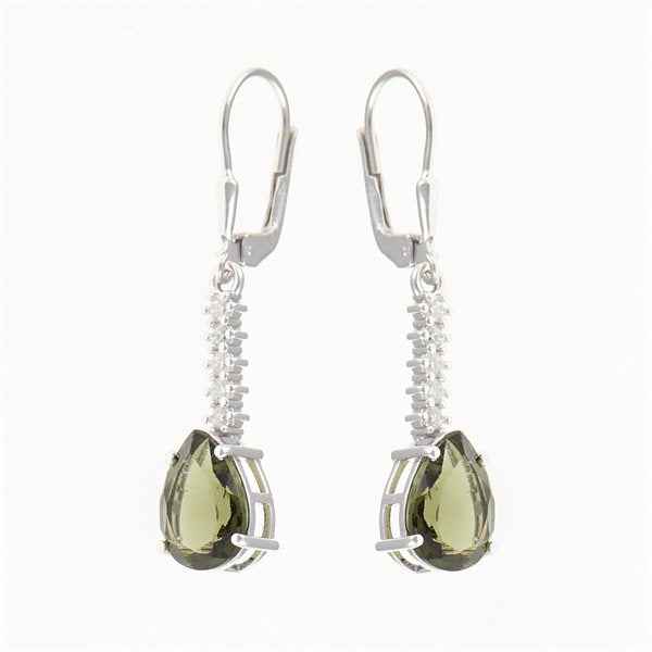 Orecchino in argento con moldavite e zirconi 412Z-4