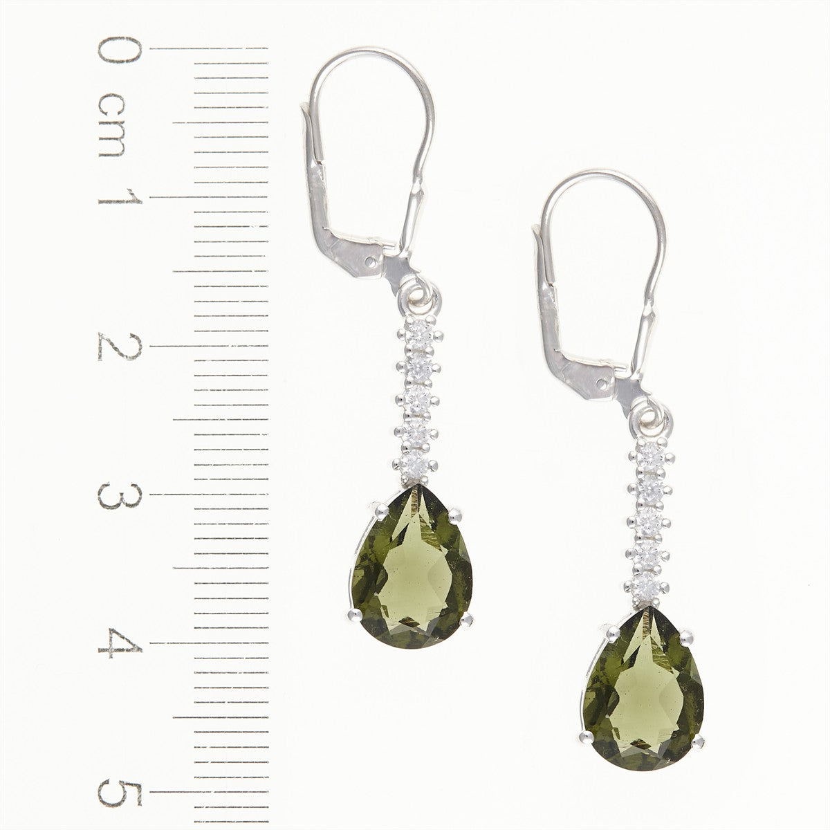Silver earring with moldavite and cubic zirconia 412Z-4