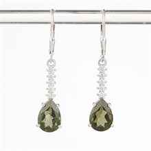 Orecchino in argento con moldavite e zirconi 412Z-4