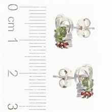 Orecchini in argento con moldaviti e granati 414G-2