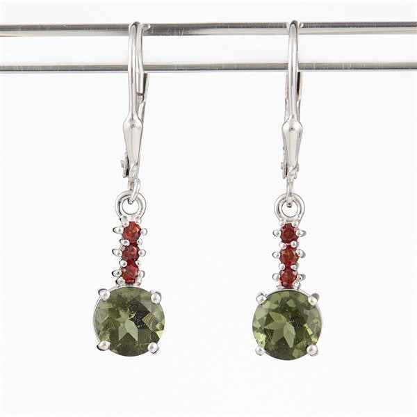 Orecchini in argento con moldavite e granati 434G-4