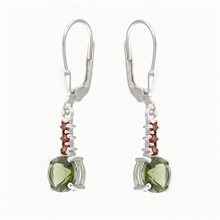 Orecchini in argento con moldavite e granati 434G-4