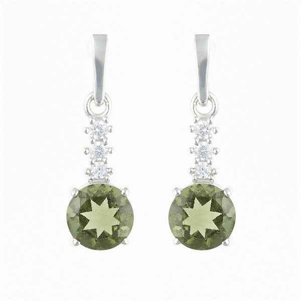 Orecchini in argento con moldavite e zirconi 434Z-2