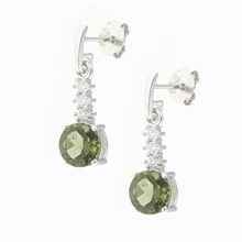 Orecchini in argento con moldavite e zirconi 434Z-2