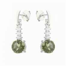 Orecchini in argento con moldavite e zirconi 434Z-2
