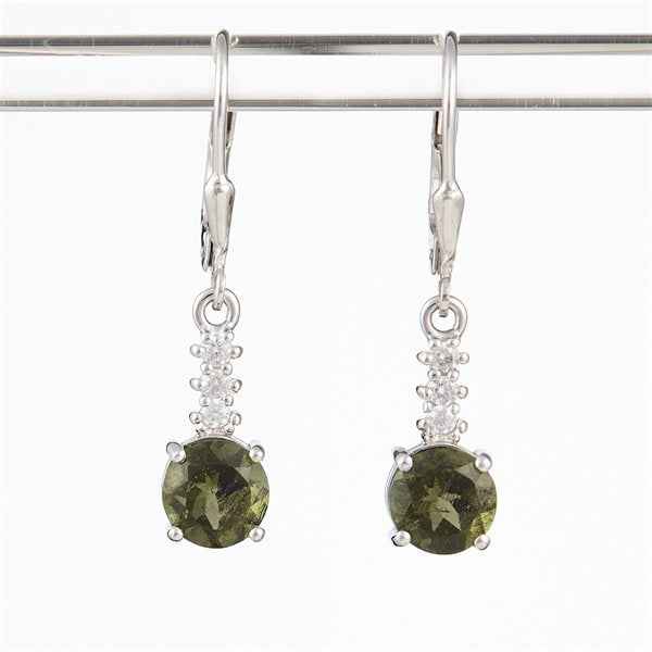 Orecchini in argento con moldavite e zirconi 434Z-4