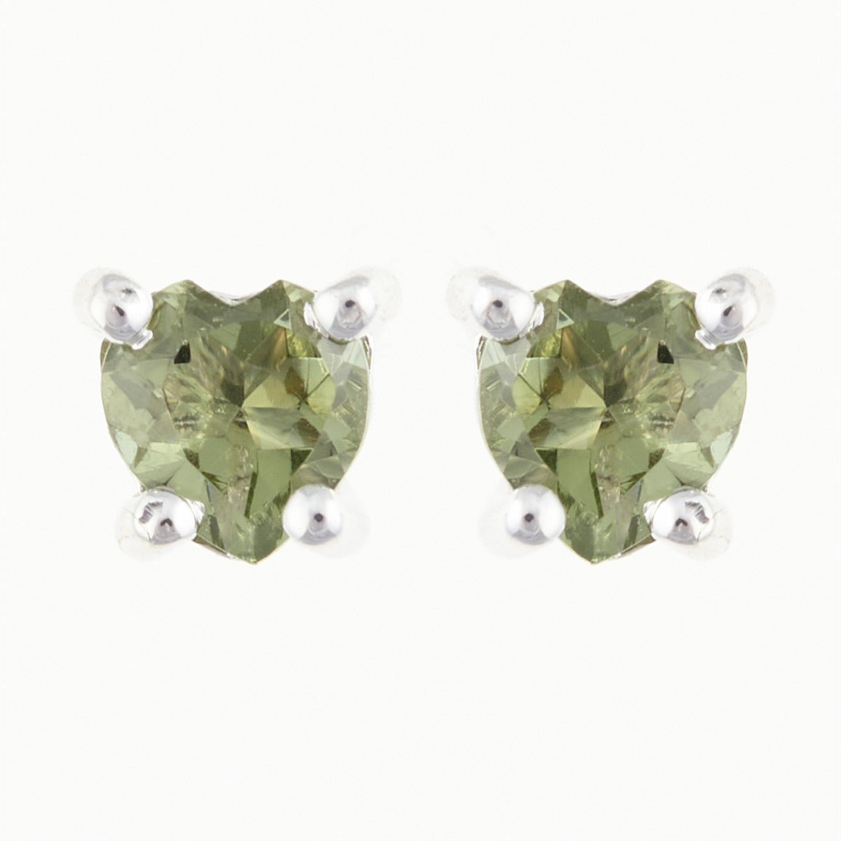 Silver earrings with moldavites -heart - 481-2