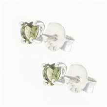 Silver earrings with moldavites -heart - 481-2