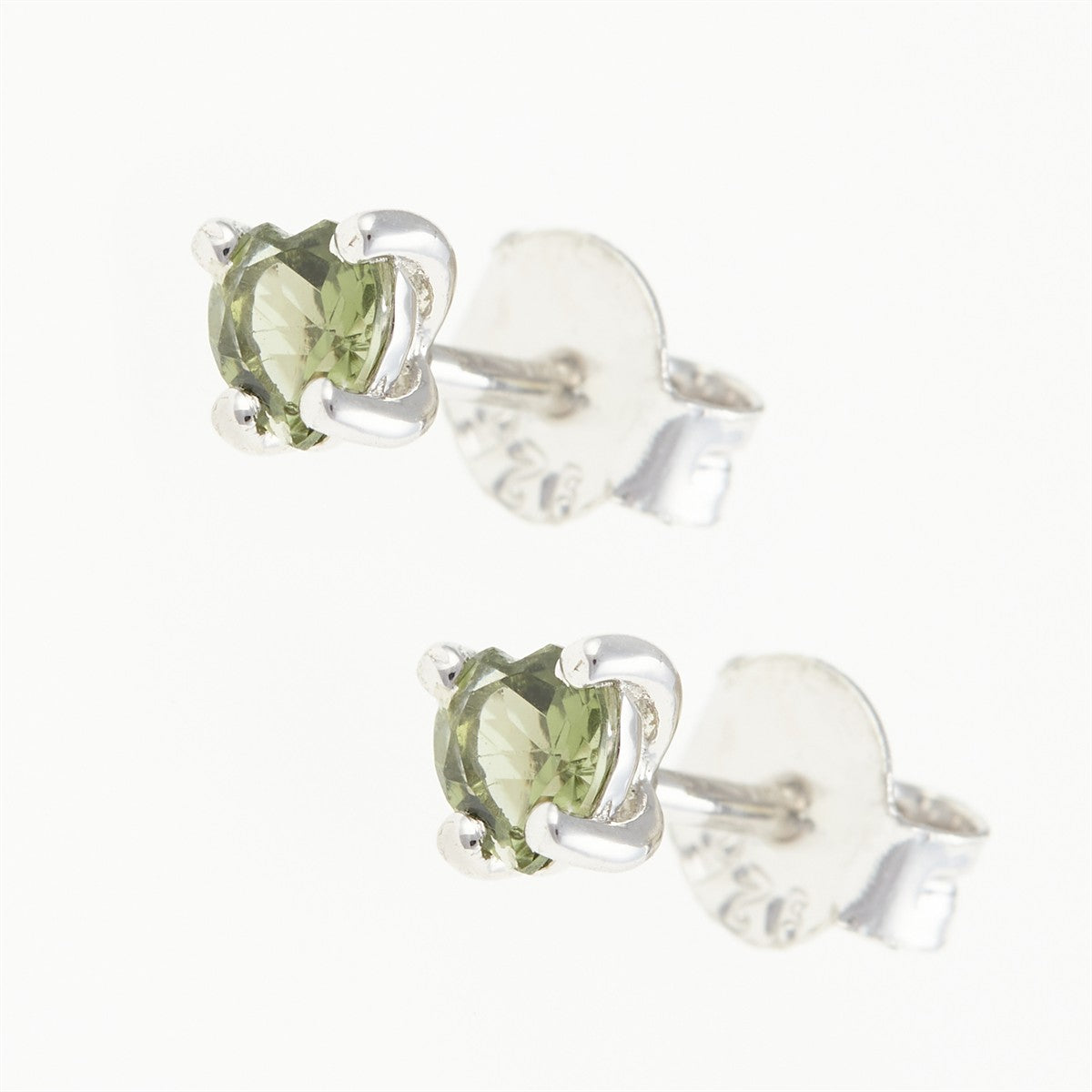 Silver earrings with moldavites -heart - 481-2