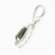 Silver pendant with moldavite and cubic zirconia 048Z