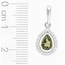 Silver pendant with moldavite and cubic zirconia 048Z