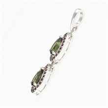 Silver pendant with moldavite and garnets 049G