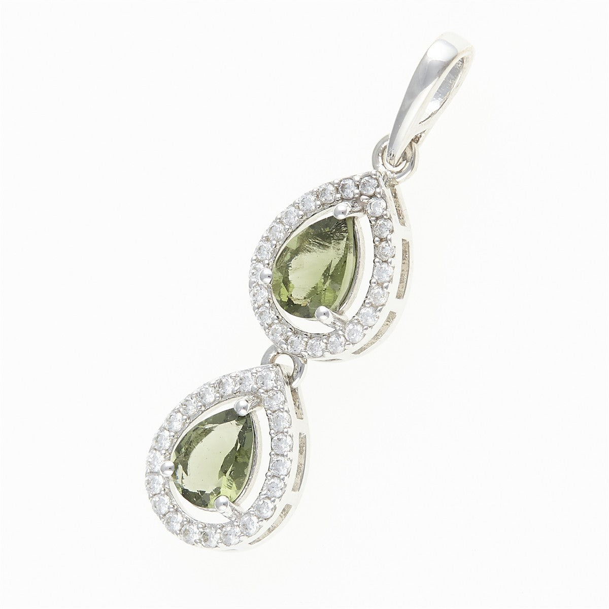 Silver pendant with moldavite and cubic zirconia 049Z