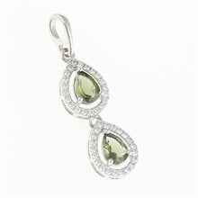 Silver pendant with moldavite and cubic zirconia 049Z