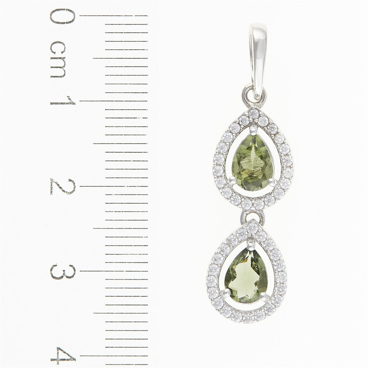 Silver pendant with moldavite and cubic zirconia 049Z