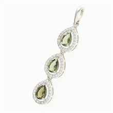Silver pendant with moldavite and cubic zirconia 050Z
