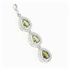 Silver pendant with moldavite and cubic zirconia 050Z