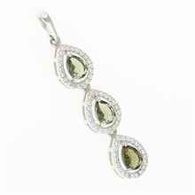 Silver pendant with moldavite and cubic zirconia 050Z
