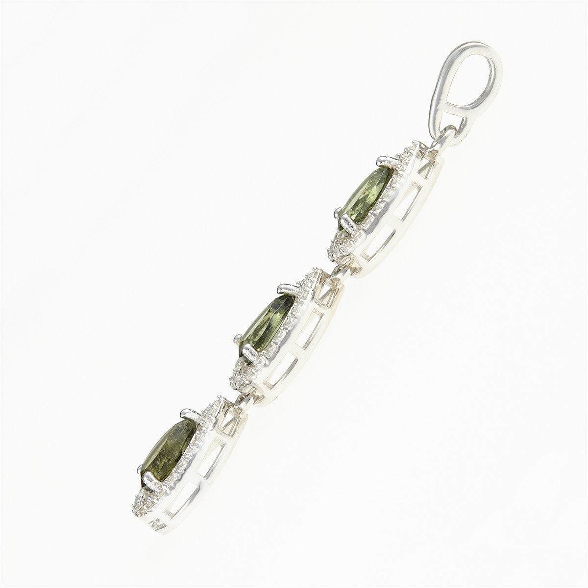 Silver pendant with moldavite and cubic zirconia 050Z