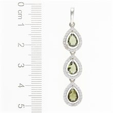 Silver pendant with moldavite and cubic zirconia 050Z