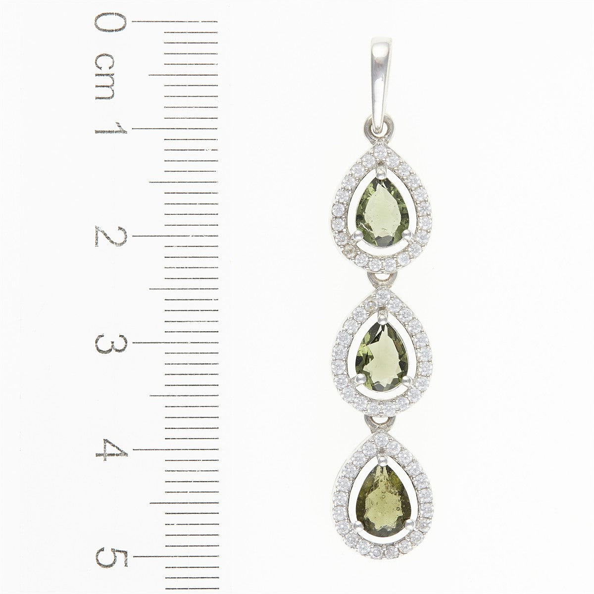 Silver pendant with moldavite and cubic zirconia 050Z