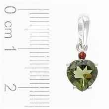 Silver pendant with moldavite and garnets - heart 110G