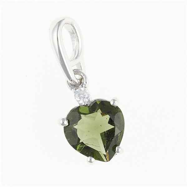 Ciondolo in argento con moldavite e zirconi 110Z