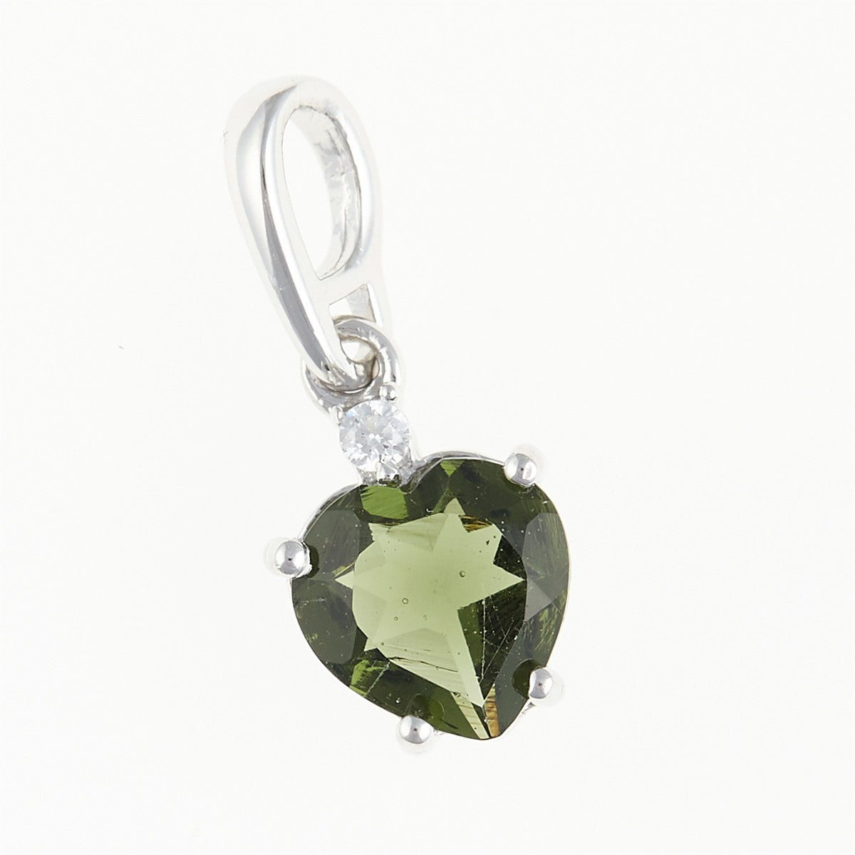 Silver pendant with moldavite and cubic zirconia 110Z