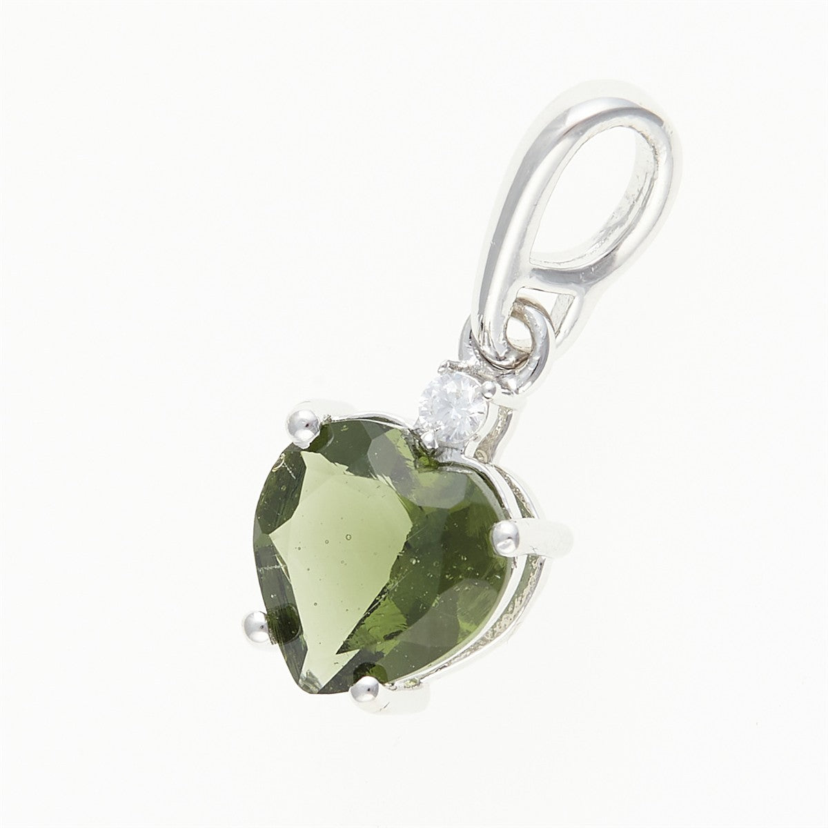 Silver pendant with moldavite and cubic zirconia 110Z