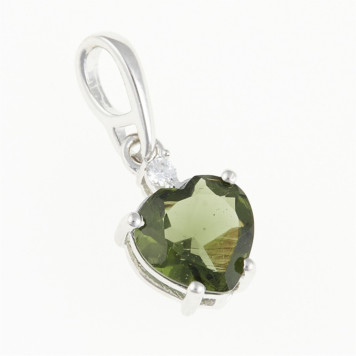 Silver pendant with moldavite and cubic zirconia 110Z