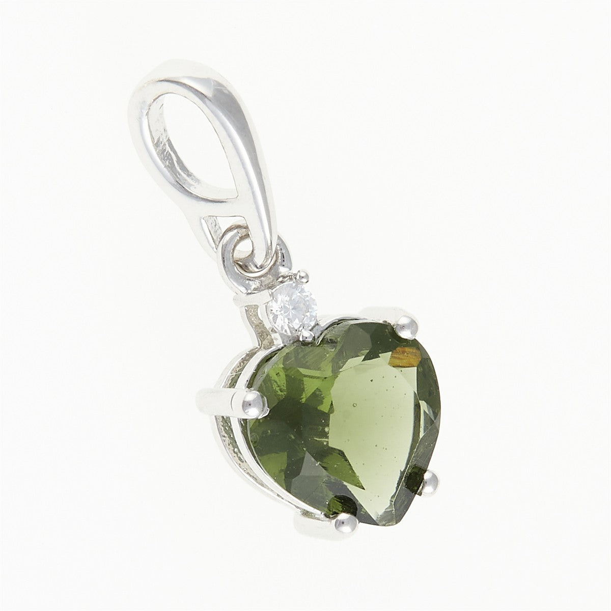 Silver pendant with moldavite and cubic zirconia 110Z