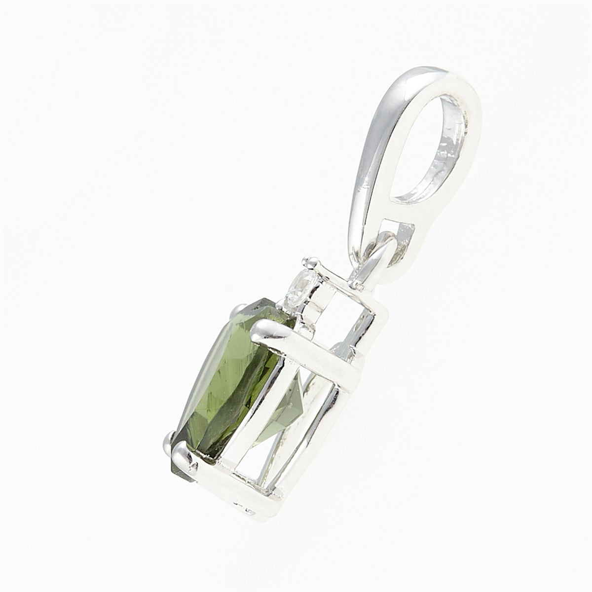 Silver pendant with moldavite and cubic zirconia 110Z