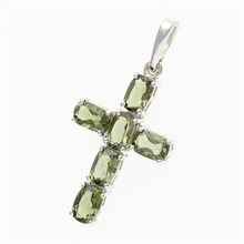 Silver pendant with moldavites - cross 145