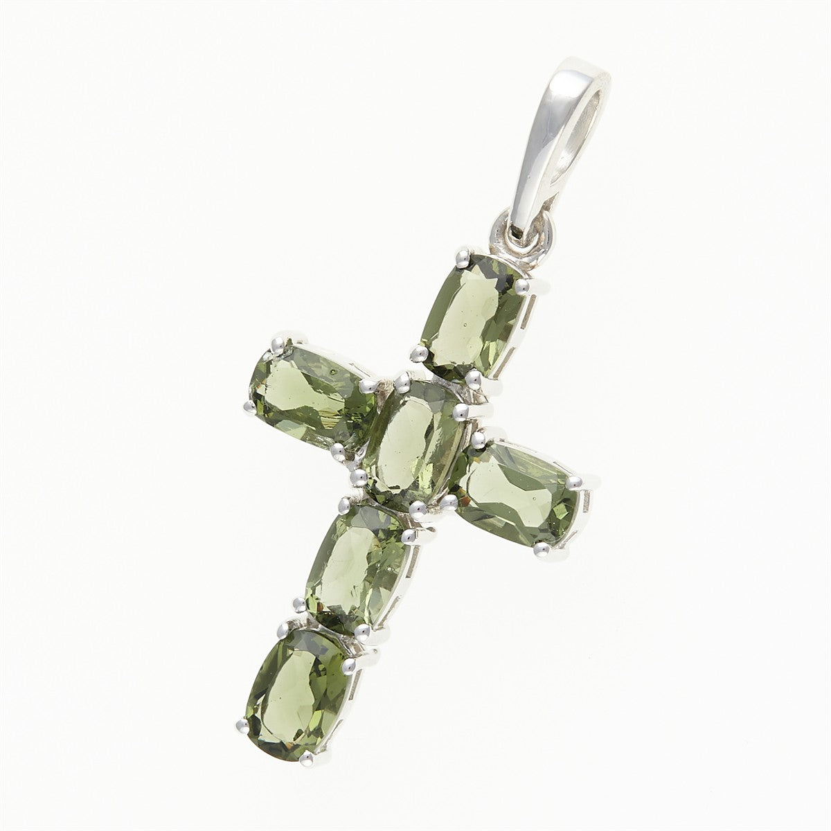 Silver pendant with moldavites - cross 145