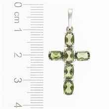 Silver pendant with moldavites - cross 145