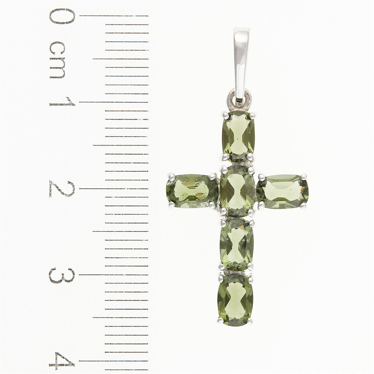 Silver pendant with moldavites - cross 145