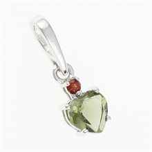 Silver pendant with moldavite and garnets - heart 150G