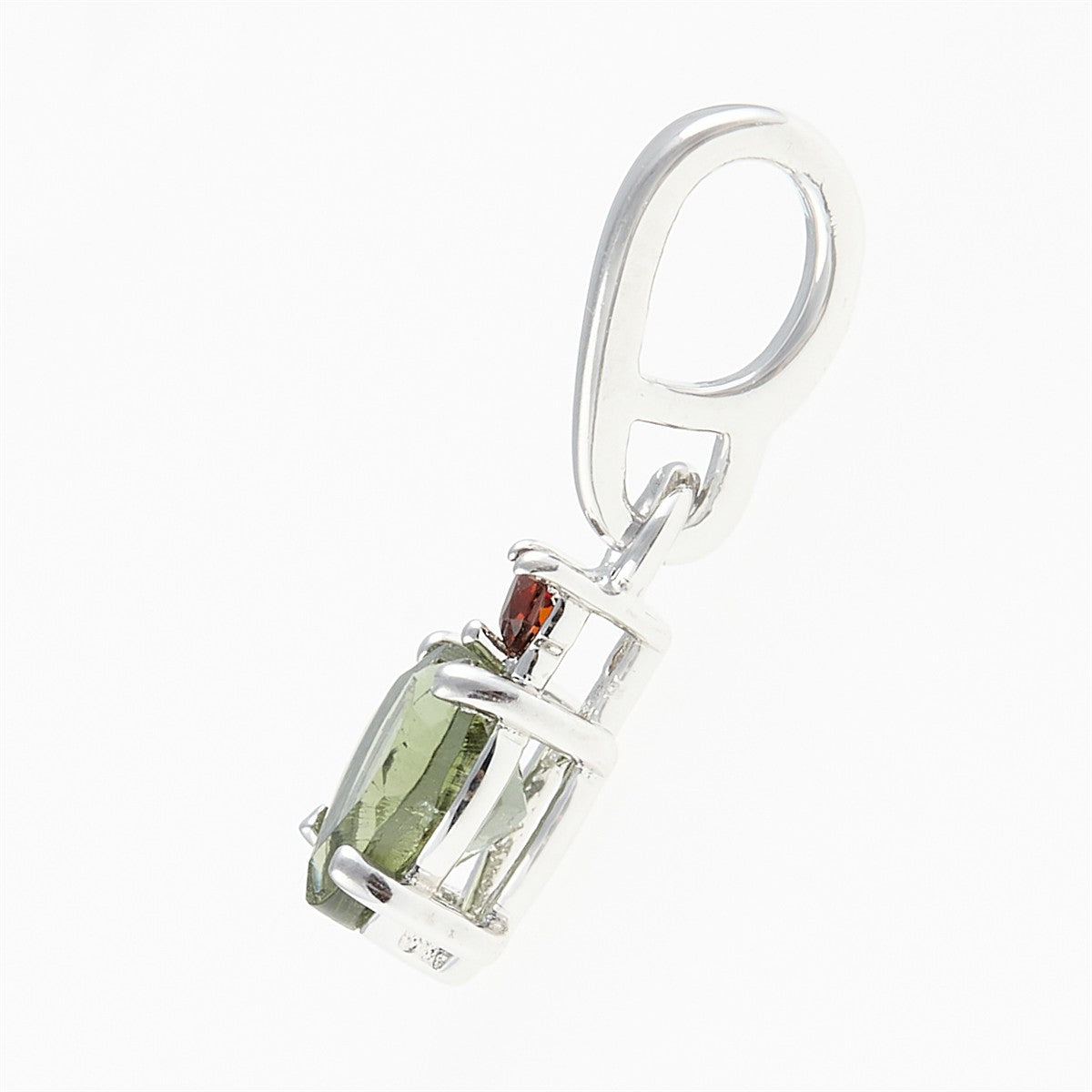 Silver pendant with moldavite and garnets - heart 150G