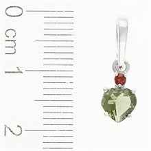 Silver pendant with moldavite and garnets - heart 150G