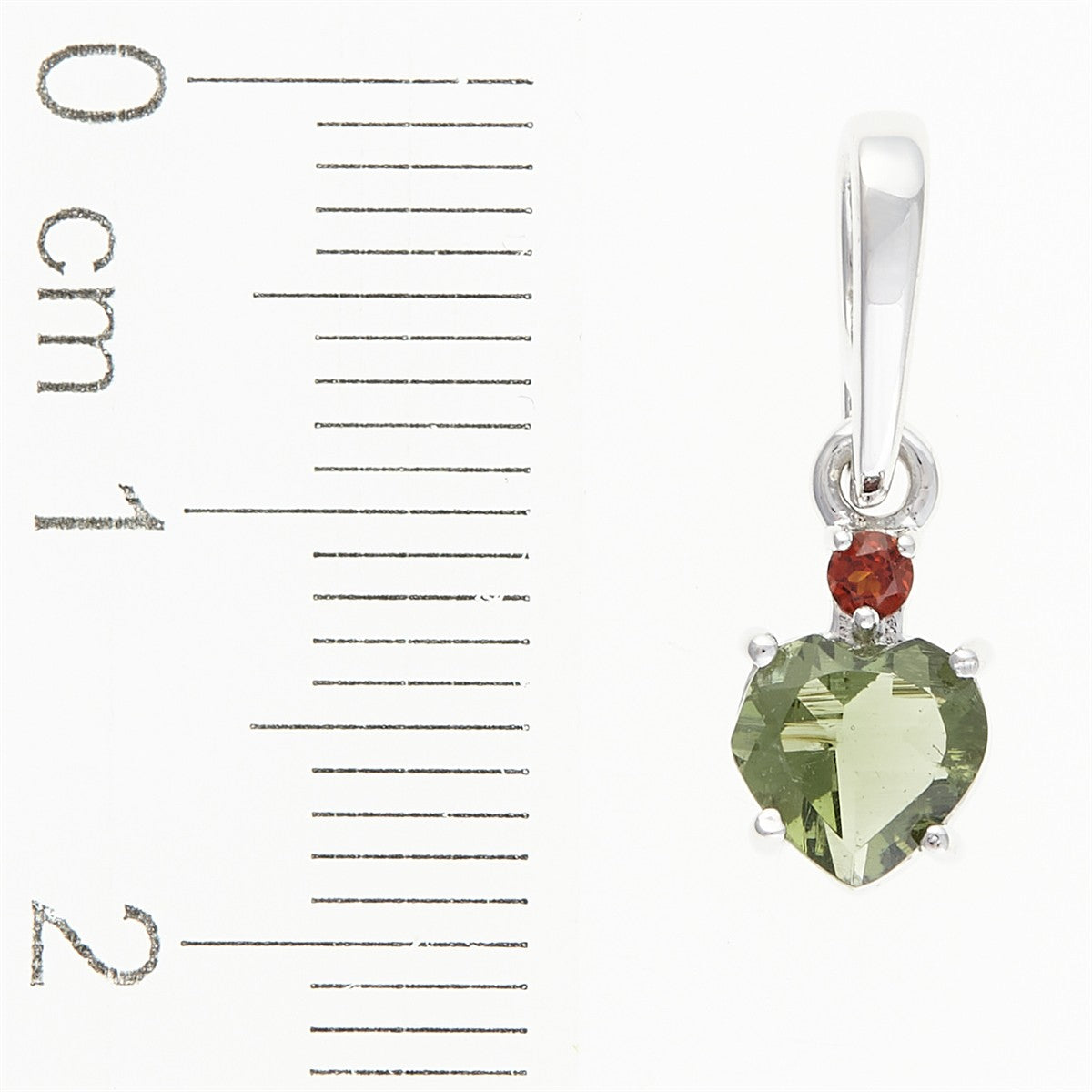 Silver pendant with moldavite and garnets - heart 150G