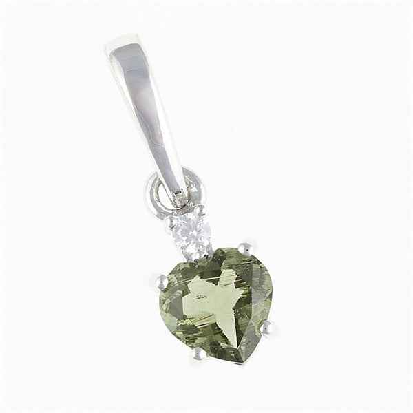 Ciondolo in argento con moldavite e zirconi 150Z
