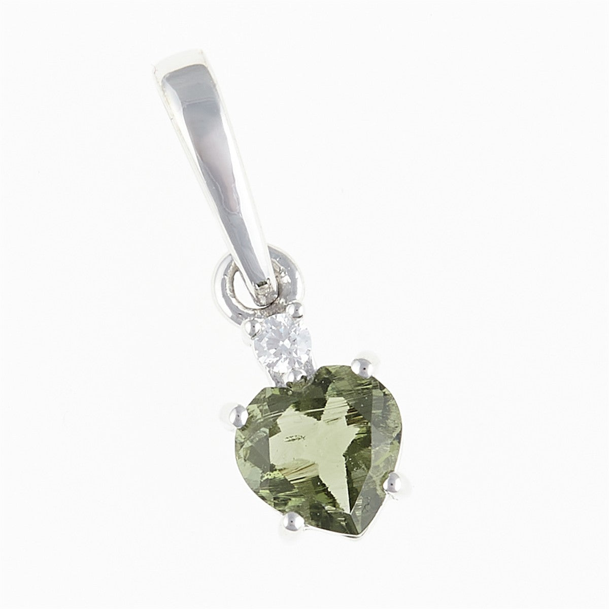 Silver pendant with moldavite and cubic zirconia 150Z