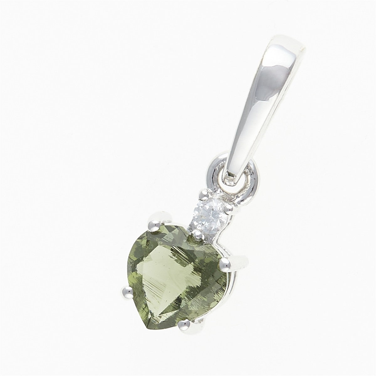 Silver pendant with moldavite and cubic zirconia 150Z