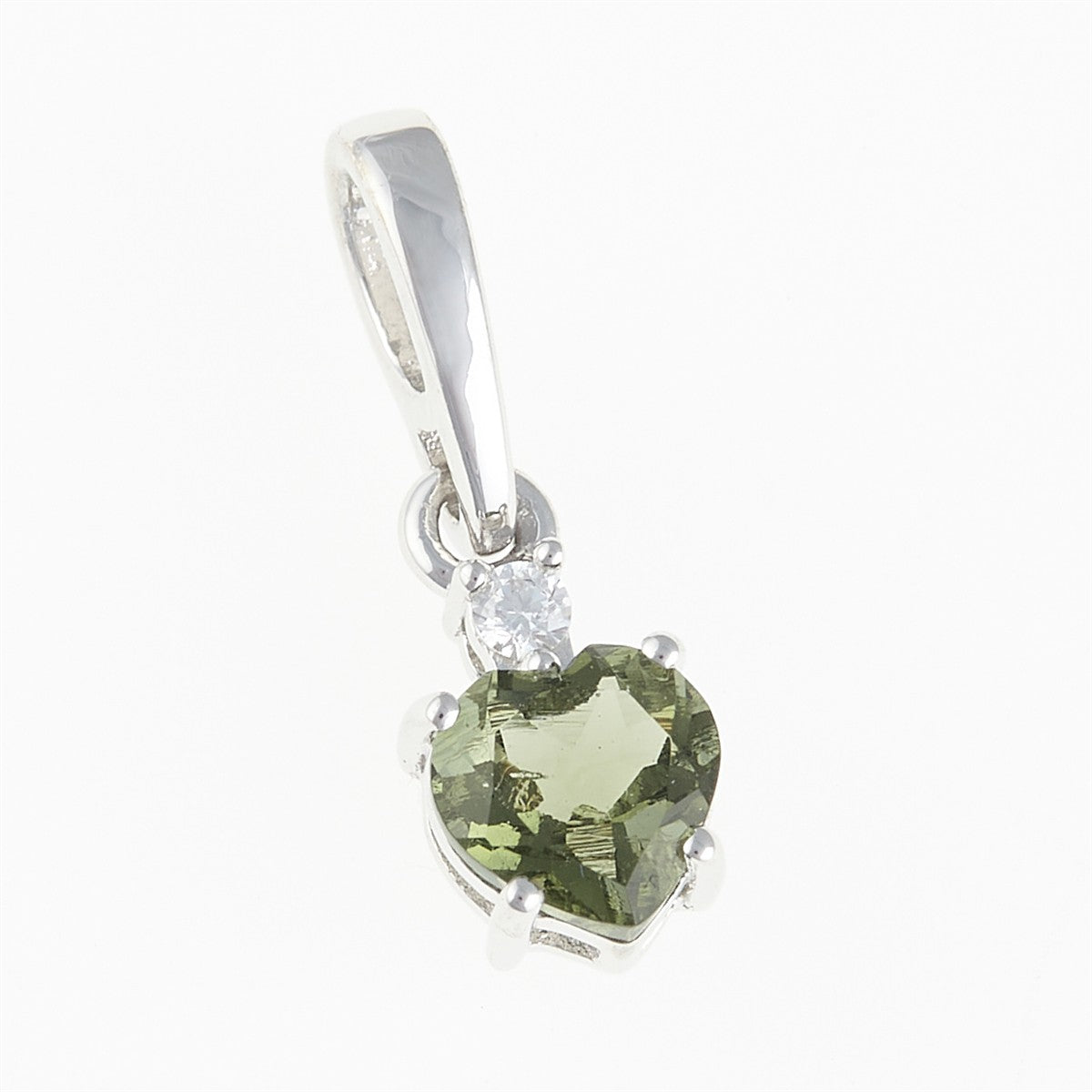 Silver pendant with moldavite and cubic zirconia 150Z