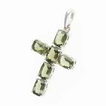 Ciondolo in argento con Moldaviti - croce 158