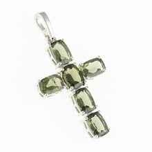 Ciondolo in argento con Moldaviti - croce 158